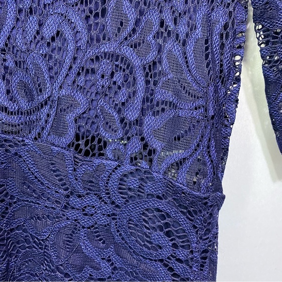 NEW-Express Navy Blue Lace Mock Neck Mid Length Dress sz 8 NEW - Picture 10 of 13